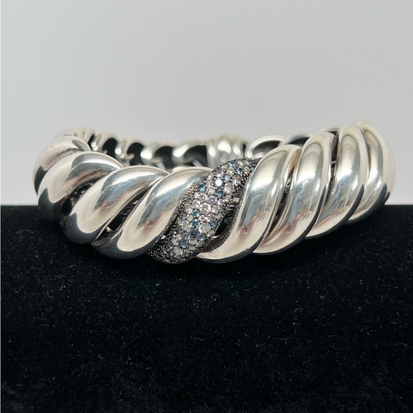 David Yurman Sculpted Hampton Cable Bracelet w/Diamonds, Sapphires & Tanzanites - Picture 2 of 10